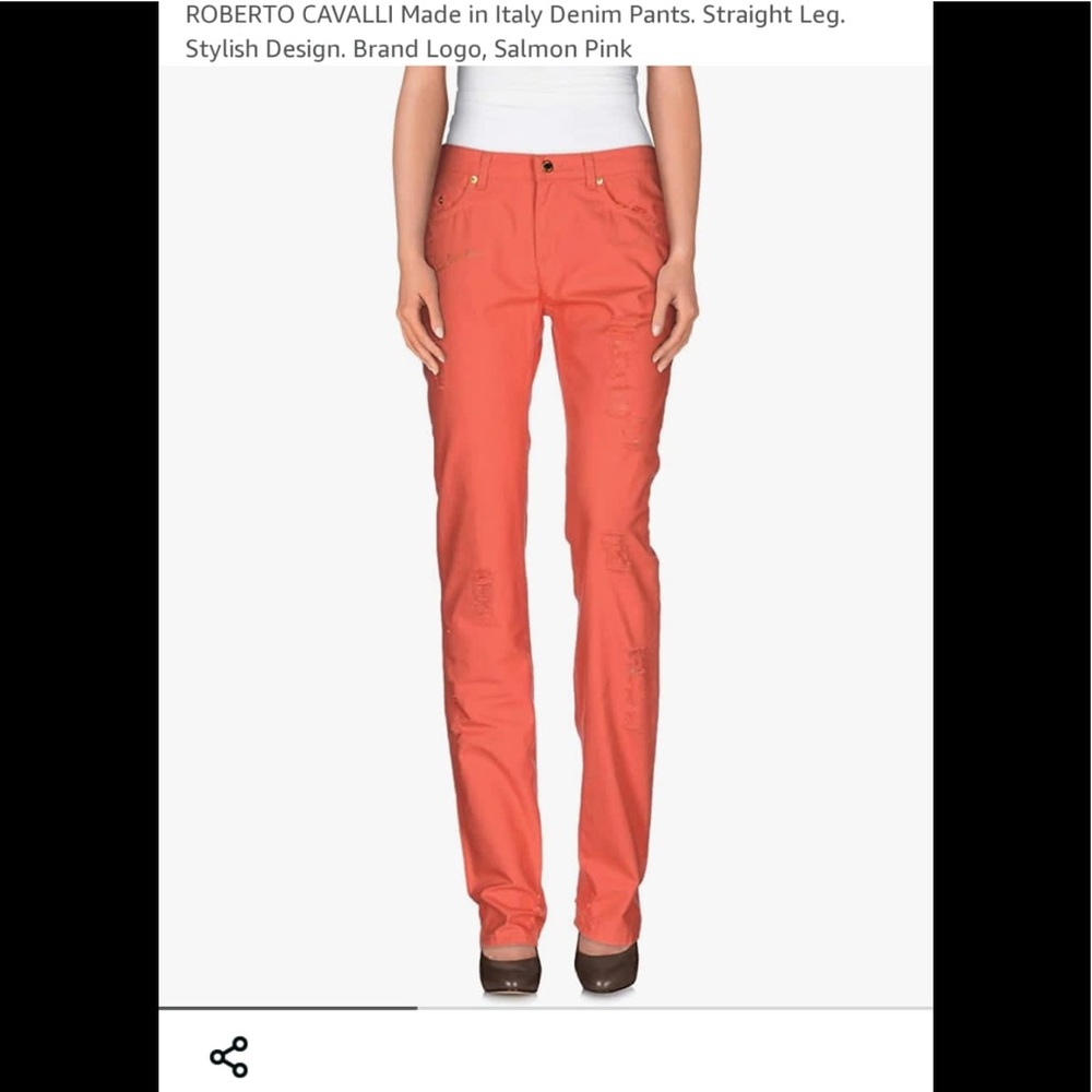 SOLD !!! Authentic Roberto Cavalli signature rhinestone crystal distressed jeans